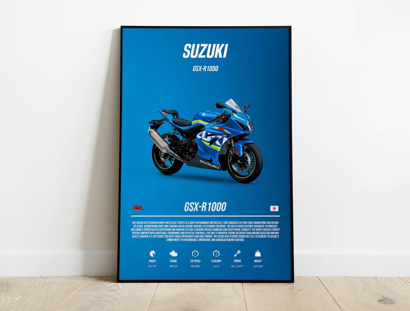 Suzuki GSX-R 1000 - Superbike Motorcycle Poster Print | Architeg
